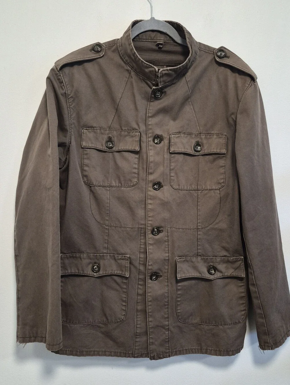 Banana Republic Safari Jacket Men Sz Large Brown Canvas Field Barn Chore Utility